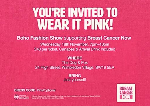 Breast Cancer Now Fashion Show by Boho Boutique SW19
